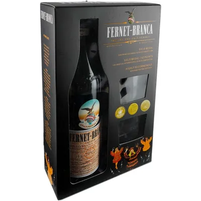 BRANCA Fernet Кутија Со Подарок 2 Чаши 0.7L(35% Alc) BRANCA Fernet Кутија Со Подарок 2 Чаши 0.7L(35% Alc)