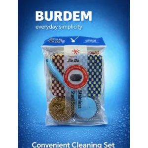 BURDEM Комплет за чистење со челични сунѓери и четка