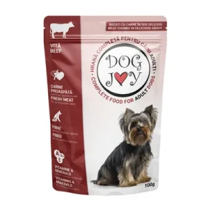 Дог Џој – Пауч Говедско за куче 100гр. | Dog Dzhoj – Pauch Govedsko za kuche 100gr. | Dog Joy Beef Meat Chunks in Gravy Dog Pouches 100g
