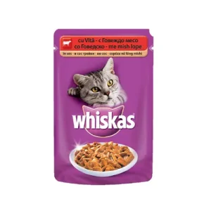Храна за мачки Whiskas 100гр Говедско во сос 24/1