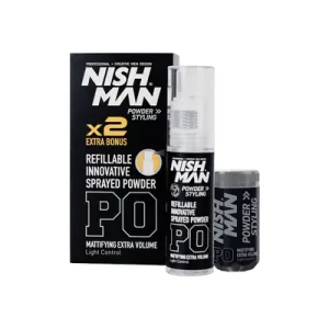 Nishman Пудра за коса Powder Styling Refillable Innovative Sprayed Powder P0 20 Gr+ 20 Gr