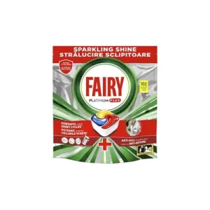 Таблети Fairy за машина за миење садови Platinum Plus, 102 парчиња