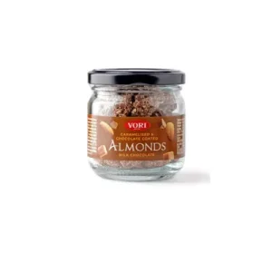 VORI’S DELICATESSEN Карамелизирани и чоколадирани бадеми во теглa (млечно чоколадо), 100 г